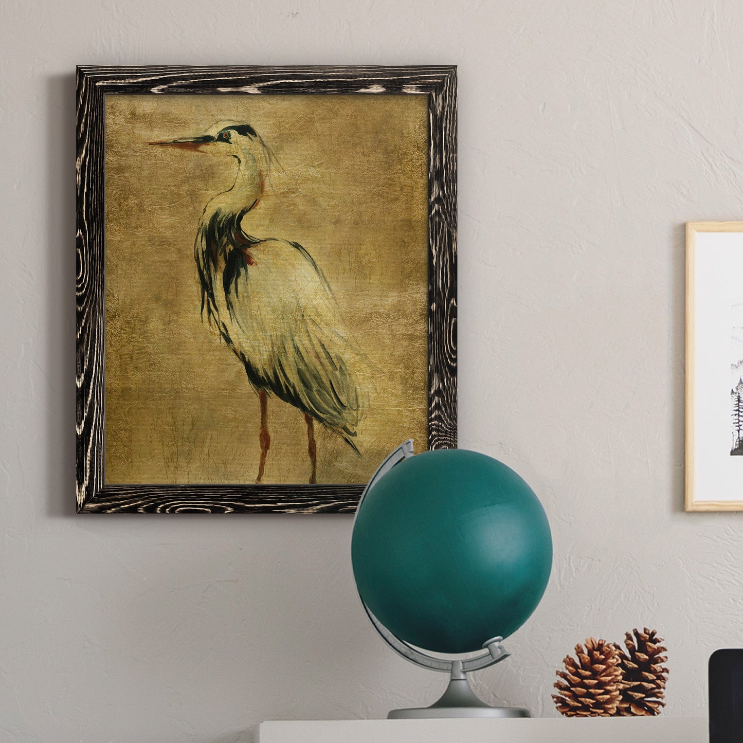 Gold Crane at Dusk II - Premium Canvas Framed in Barnwood - Ready to Hang