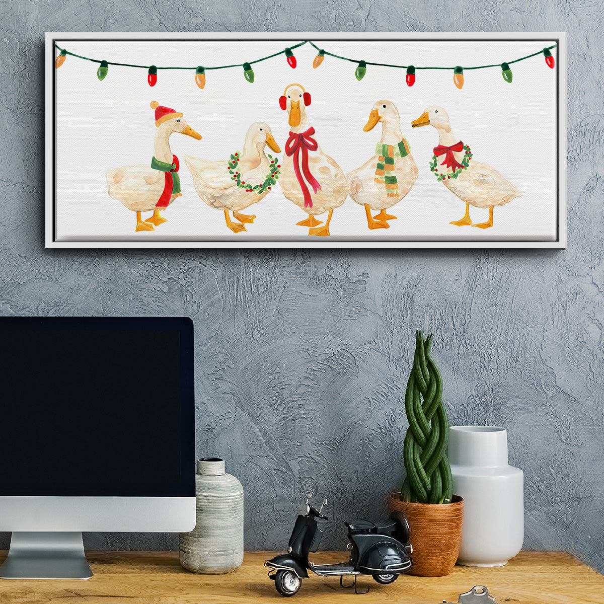 Merry Quackmas Collection D - Floater Framed Canvas Print