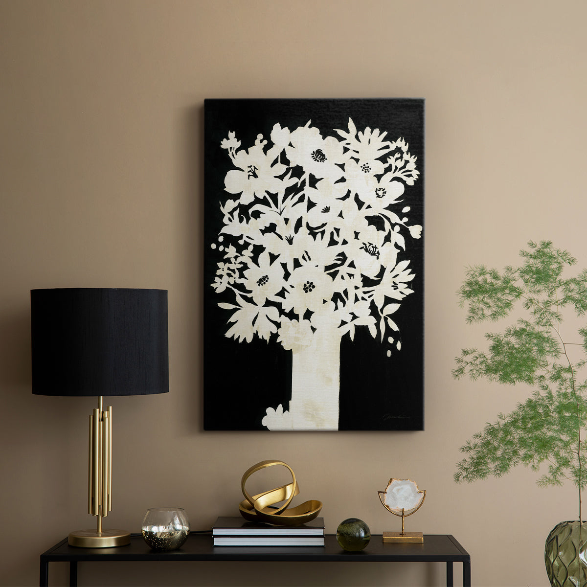 Floral Silhouette - Canvas Art Print