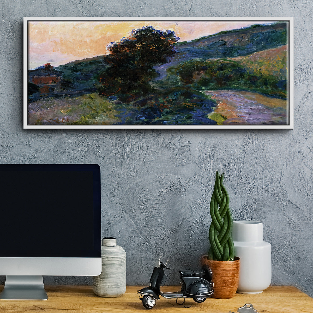 Sunset at Giverny, 1886 - Floater Framed Canvas Print