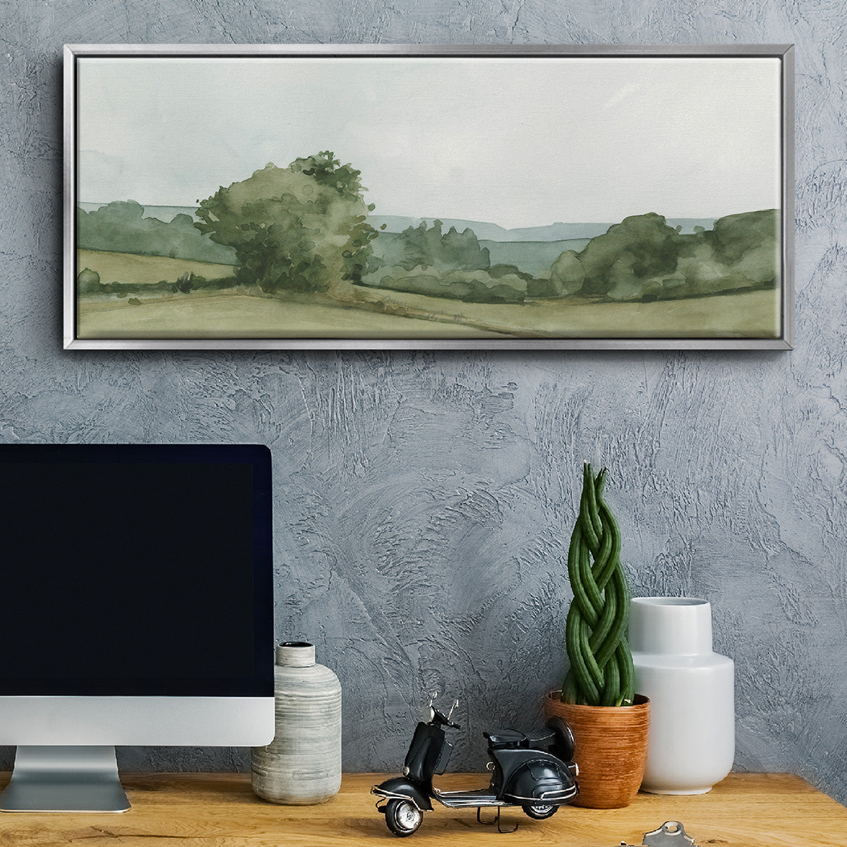 Vintage Landscape Sketch I - Floater Framed Canvas Print