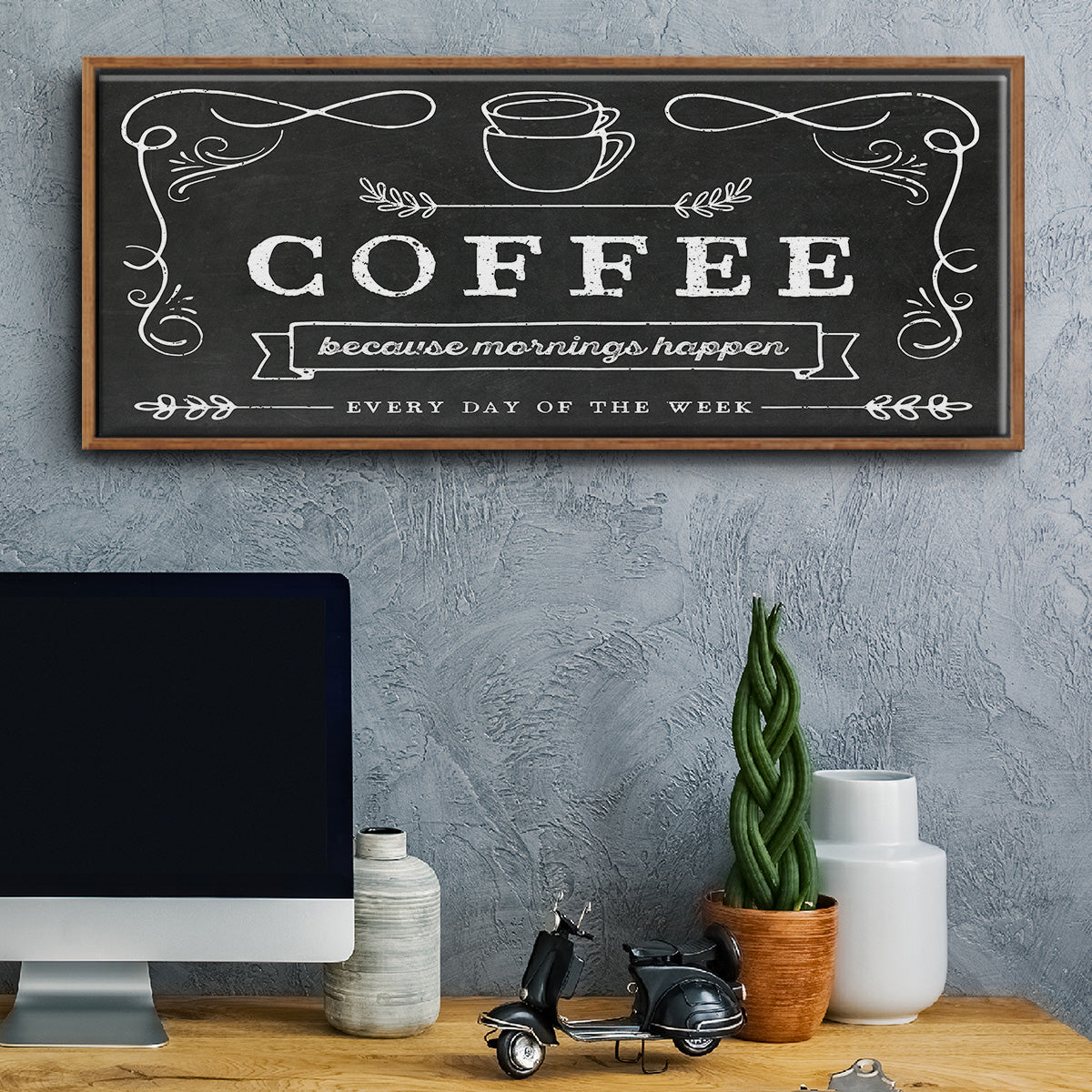 Coffee Everyday - Floater Framed Canvas Print
