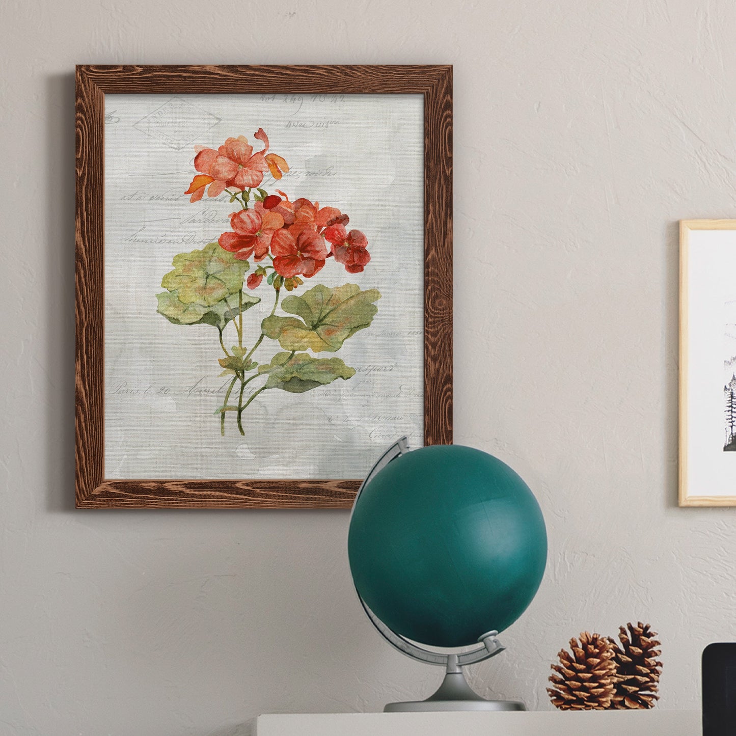 Linen Geranium - Premium Canvas Framed in Barnwood - Ready to Hang