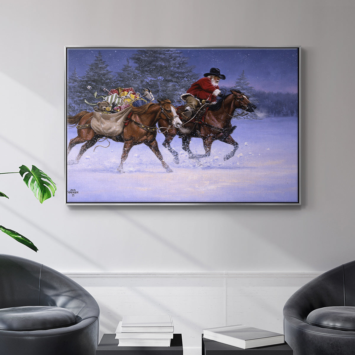 Christmas Rush - Framed Gallery Wrapped Canvas in Floating Frame