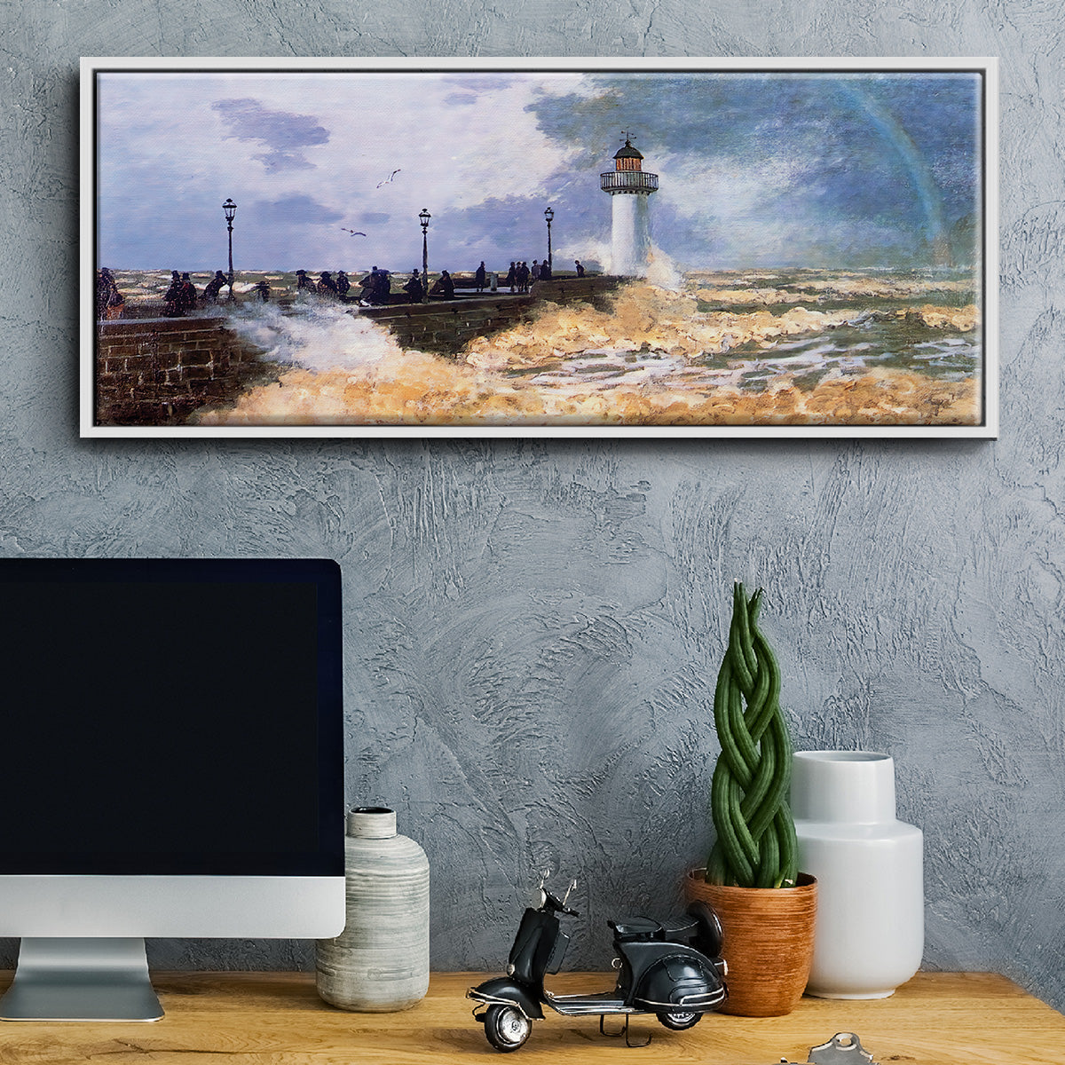 The Jetty at Le Havre, 1868 - Floater Framed Canvas Print