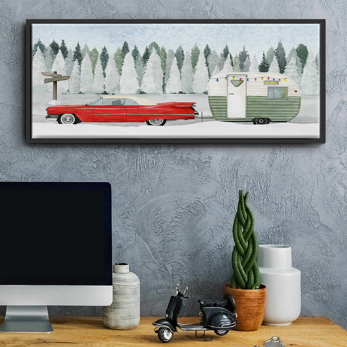 Holiday Roadtrip I - Floater Framed Canvas Print