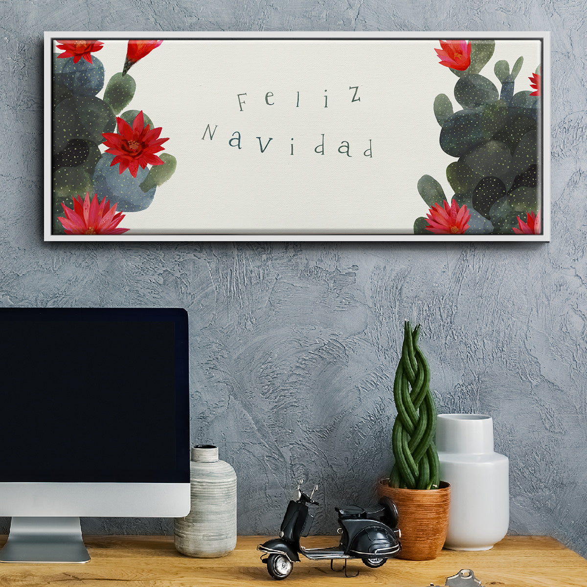 Flowering Christmas Cactus Collection D - Floater Framed Canvas Print