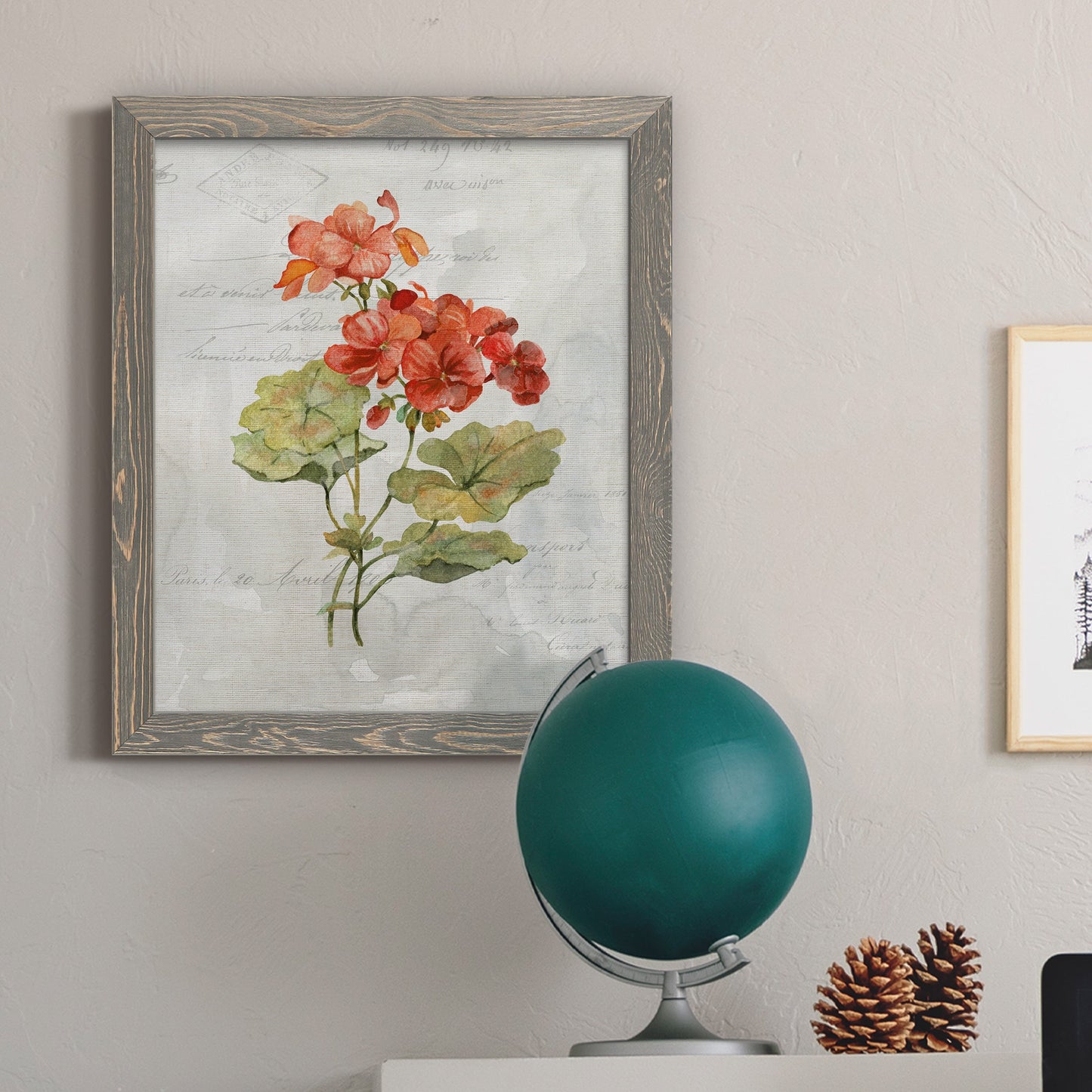 Linen Geranium - Premium Canvas Framed in Barnwood - Ready to Hang