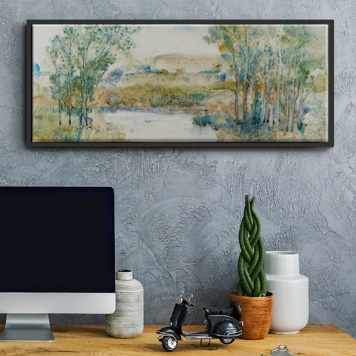 Trees on the Creek I - Floater Framed Canvas Print