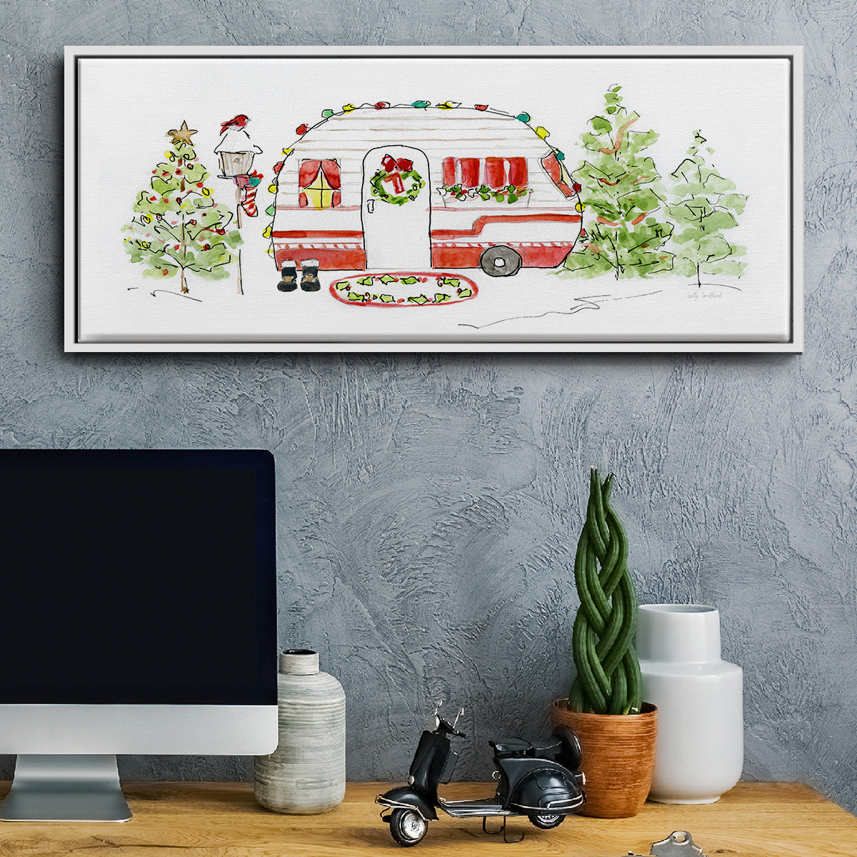 Holiday Camper I - Floater Framed Canvas Print