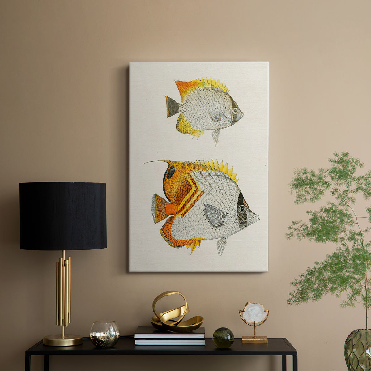 Yellow & Grey Fish I - Canvas Art Print