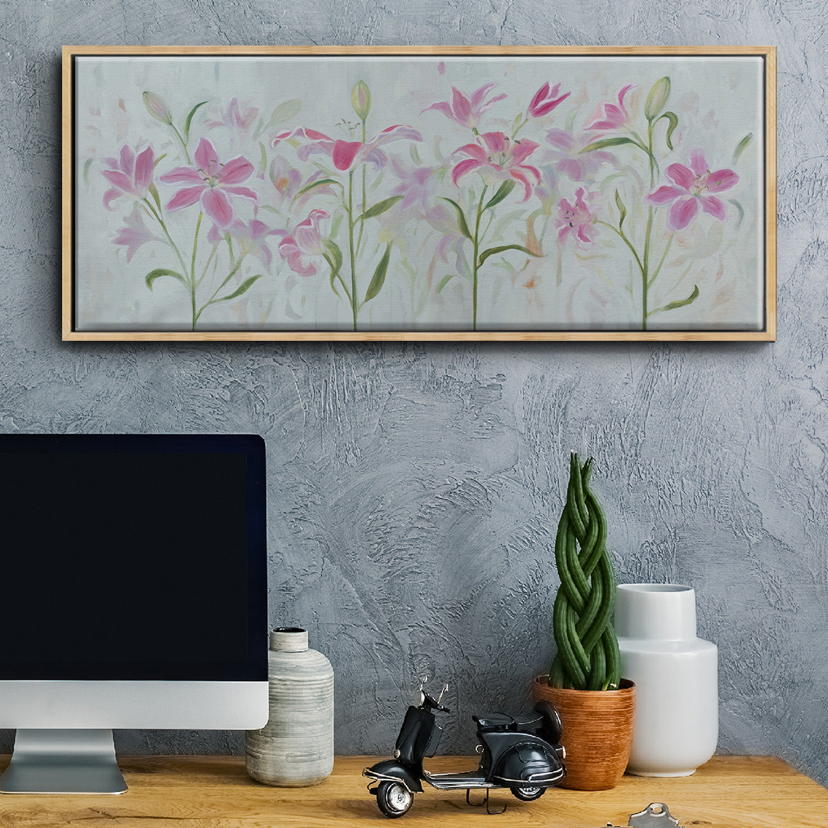 Dancing Pink Trio III - Floater Framed Canvas Print