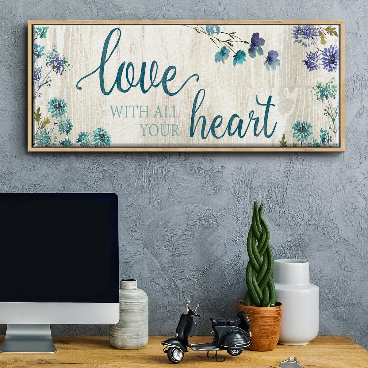 Love With All Your Heart - Floater Framed Canvas Print