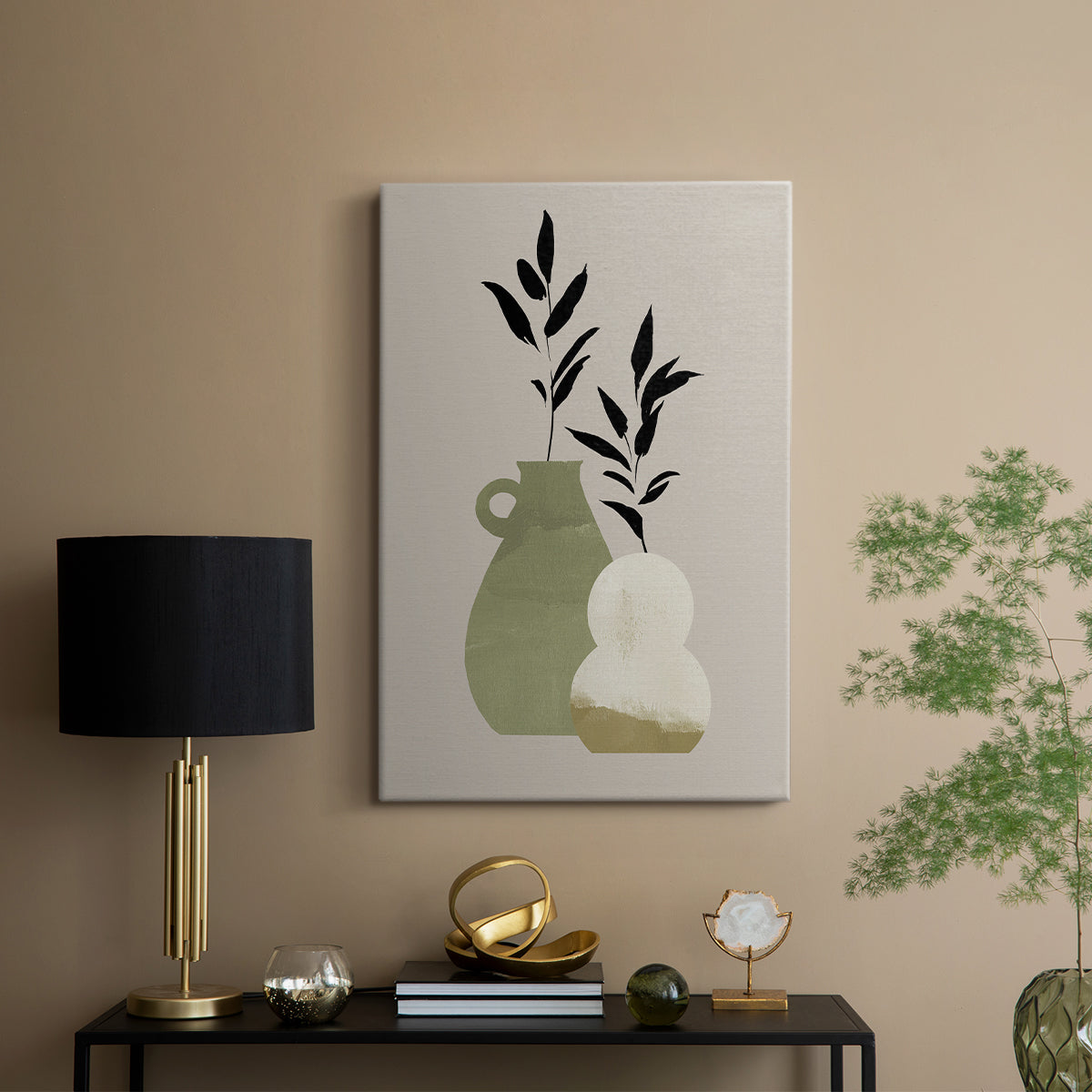 Simple Bud Vases II - Canvas Art Print