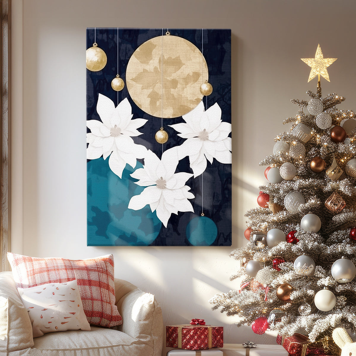 Pale Winter Evergreen at Midnight - Canvas Art Print