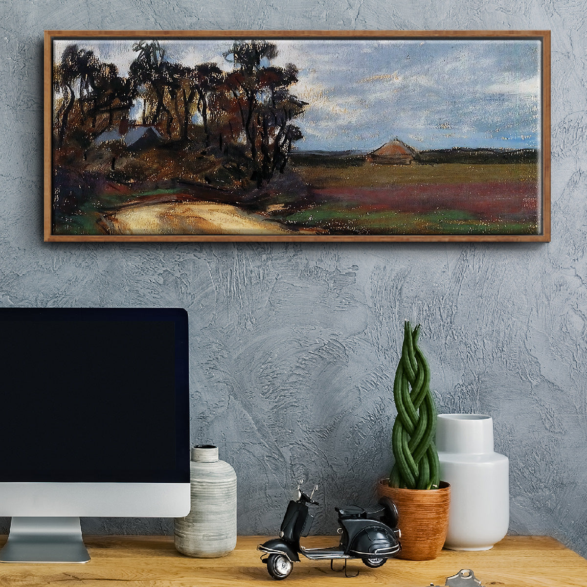 The Road and the House - Floater Framed Canvas Print