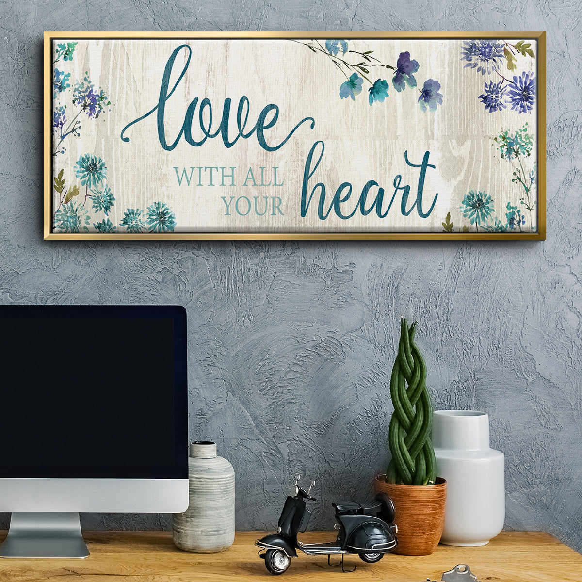 Love With All Your Heart - Floater Framed Canvas Print