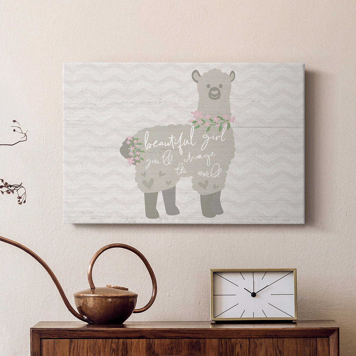 Floral Llama - Canvas Art Print