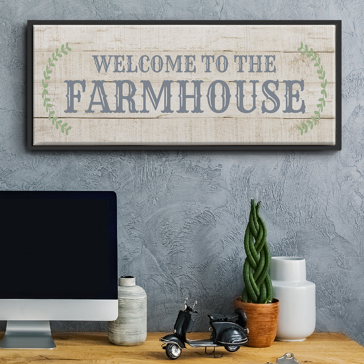 Welcome to the Farmhouse - Floater Framed Canvas Print