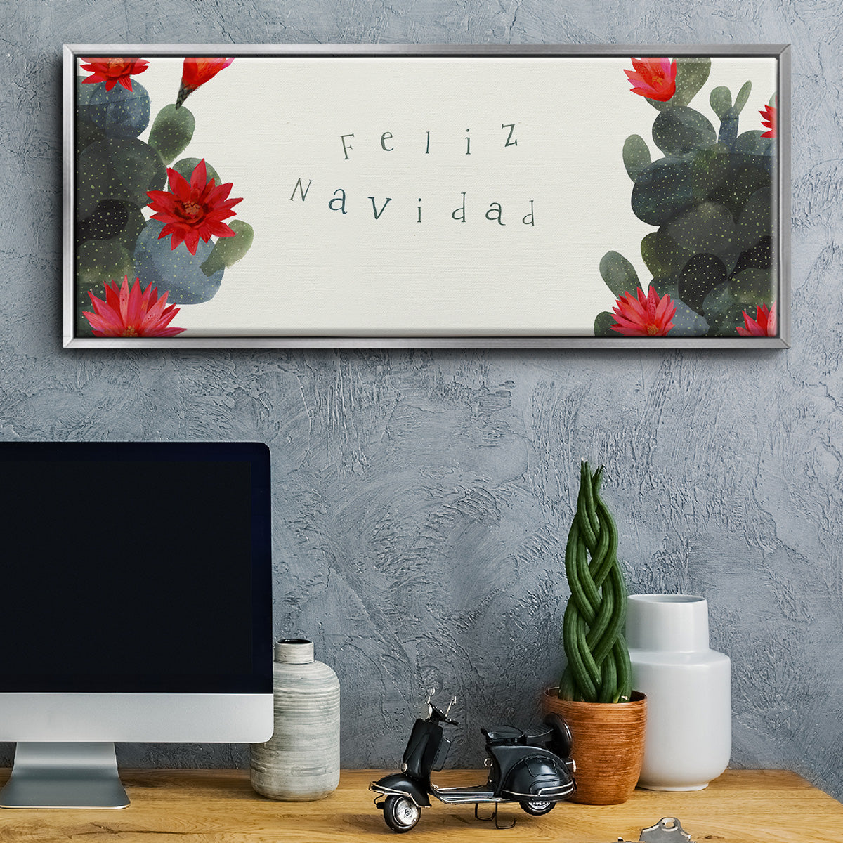 Flowering Christmas Cactus Collection D - Floater Framed Canvas Print