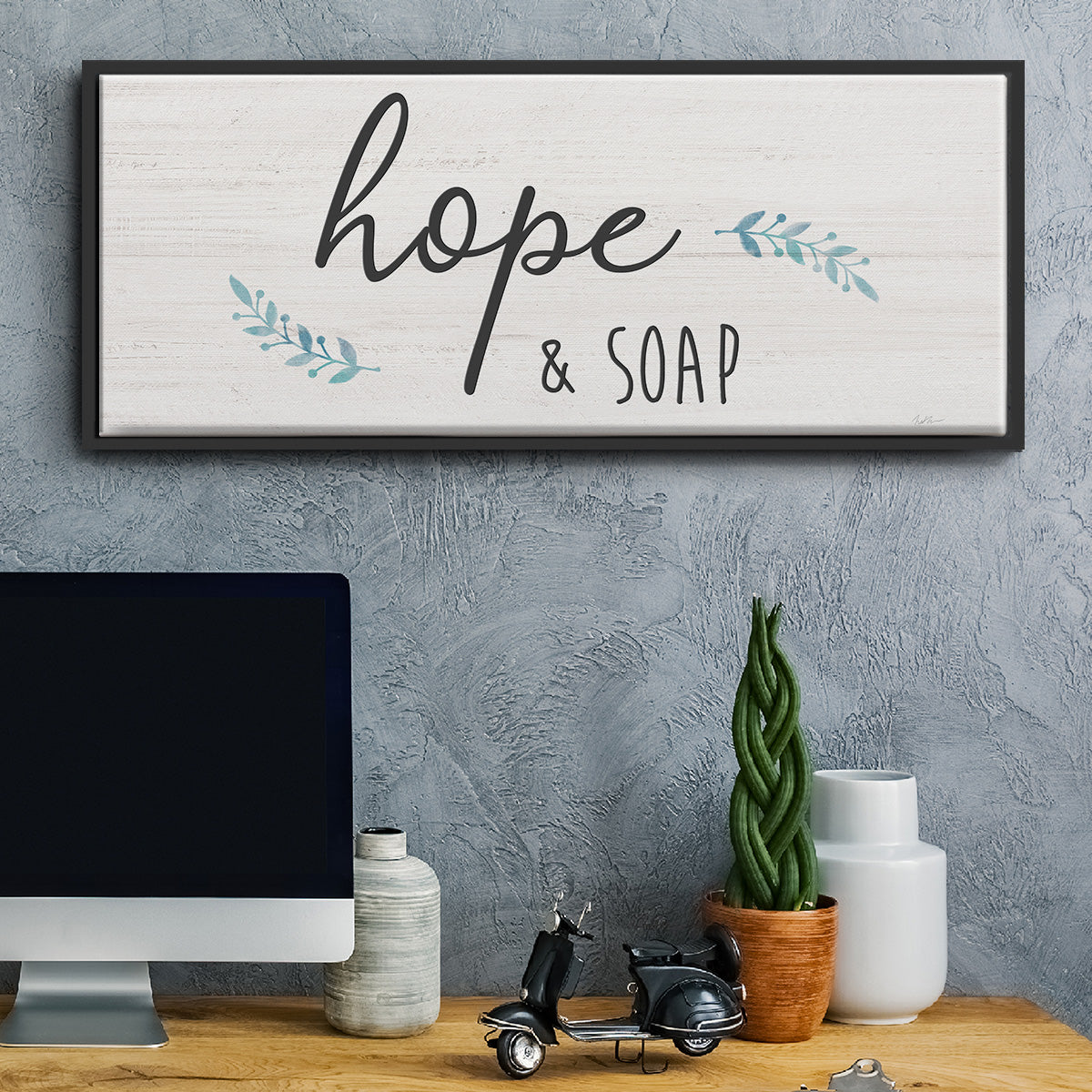 Hope & Soap - Floater Framed Canvas Print