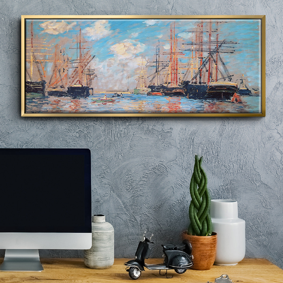 The Sea, Port in Amsterdam, 1874 - Floater Framed Canvas Print