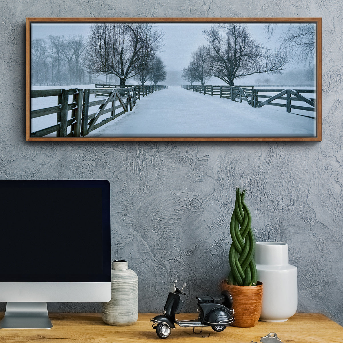 Snowy Road II - Floater Framed Canvas Print