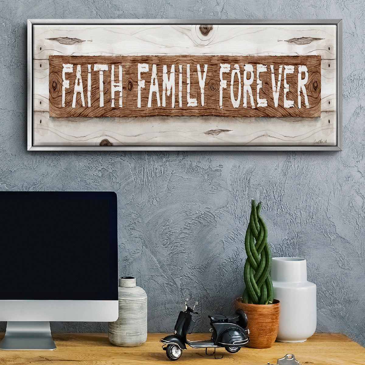 Faith Family Forever - Floater Framed Canvas Print