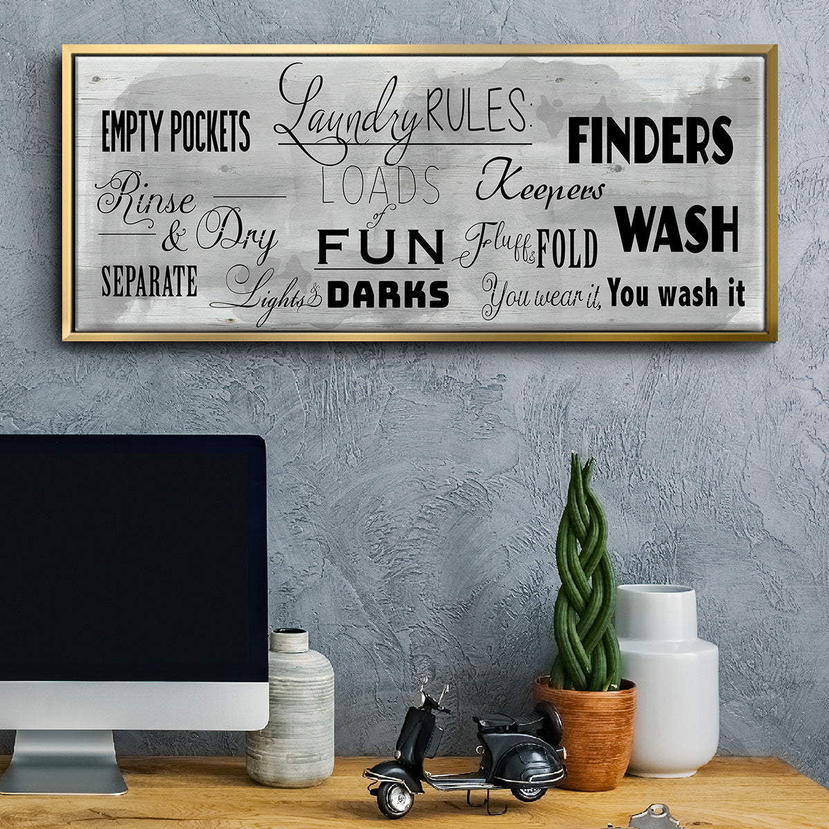 Laundry Rules - Floater Framed Canvas Print