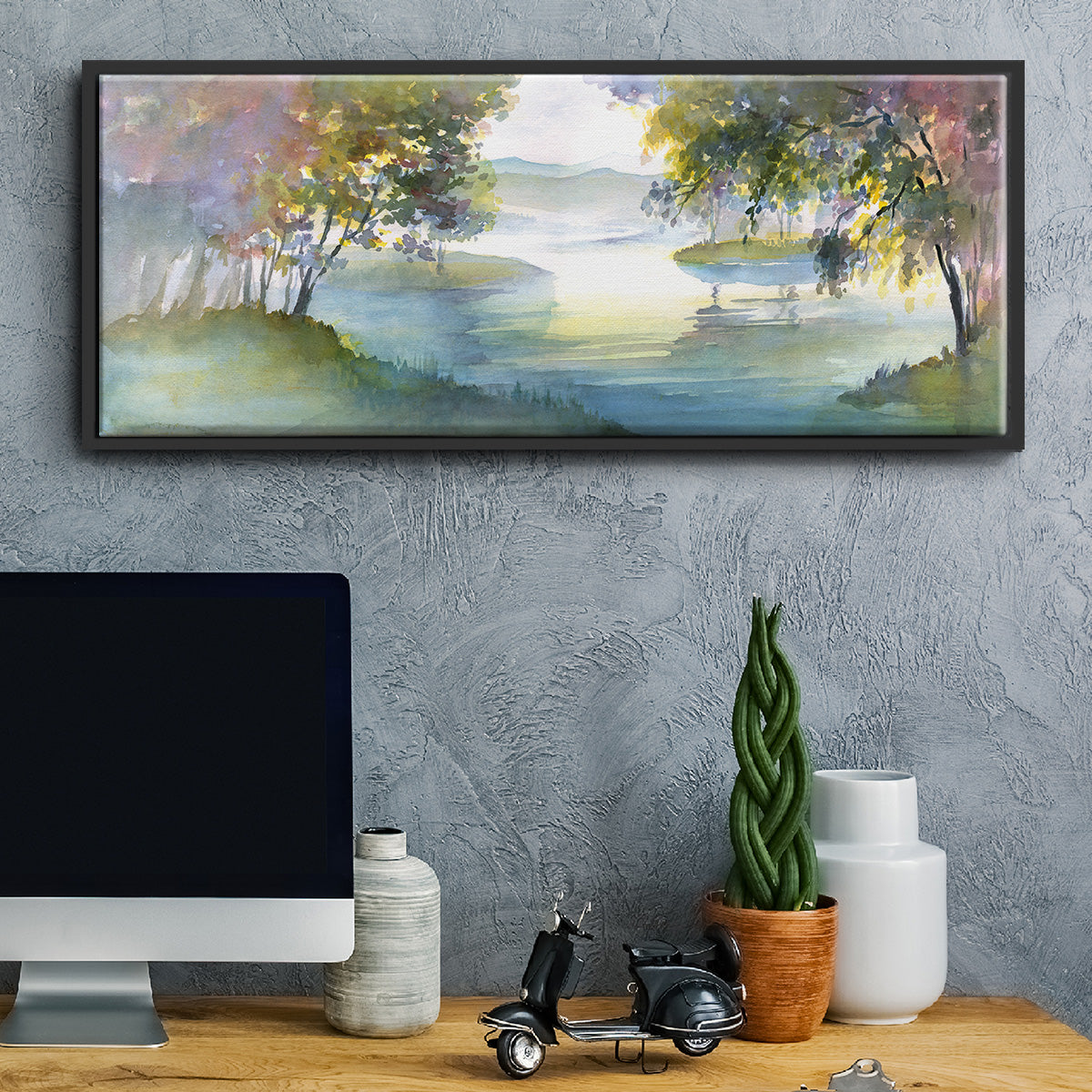Meandering Lake I - Floater Framed Canvas Print