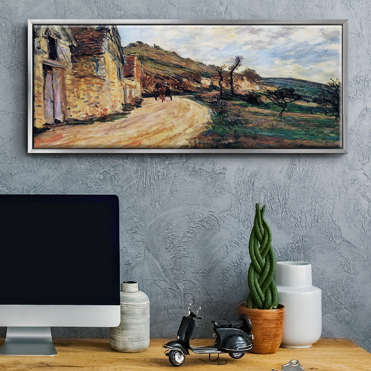 The Road in Giverny, 1885 - Floater Framed Canvas Print