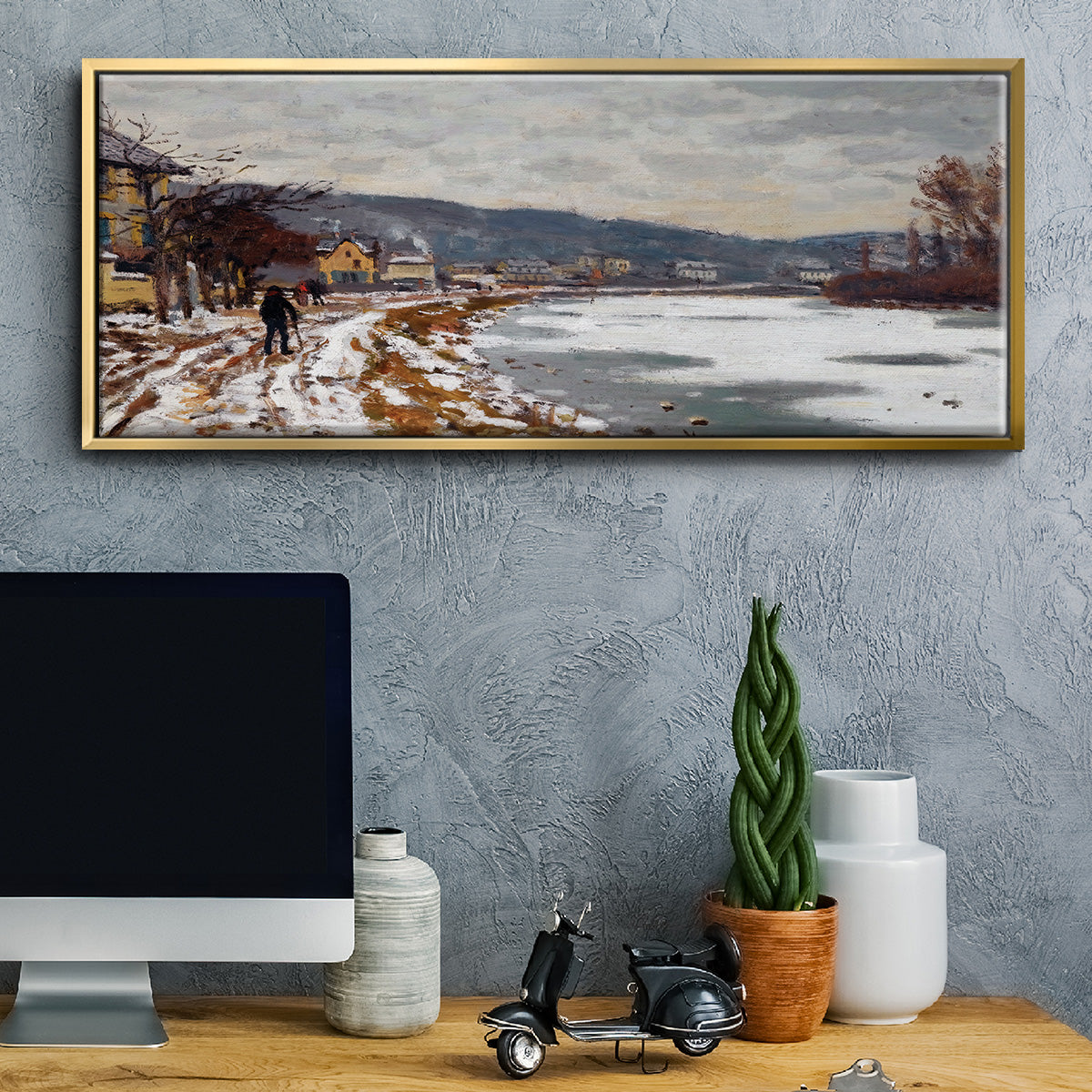 The Seine at Bougival, 1869 - Floater Framed Canvas Print