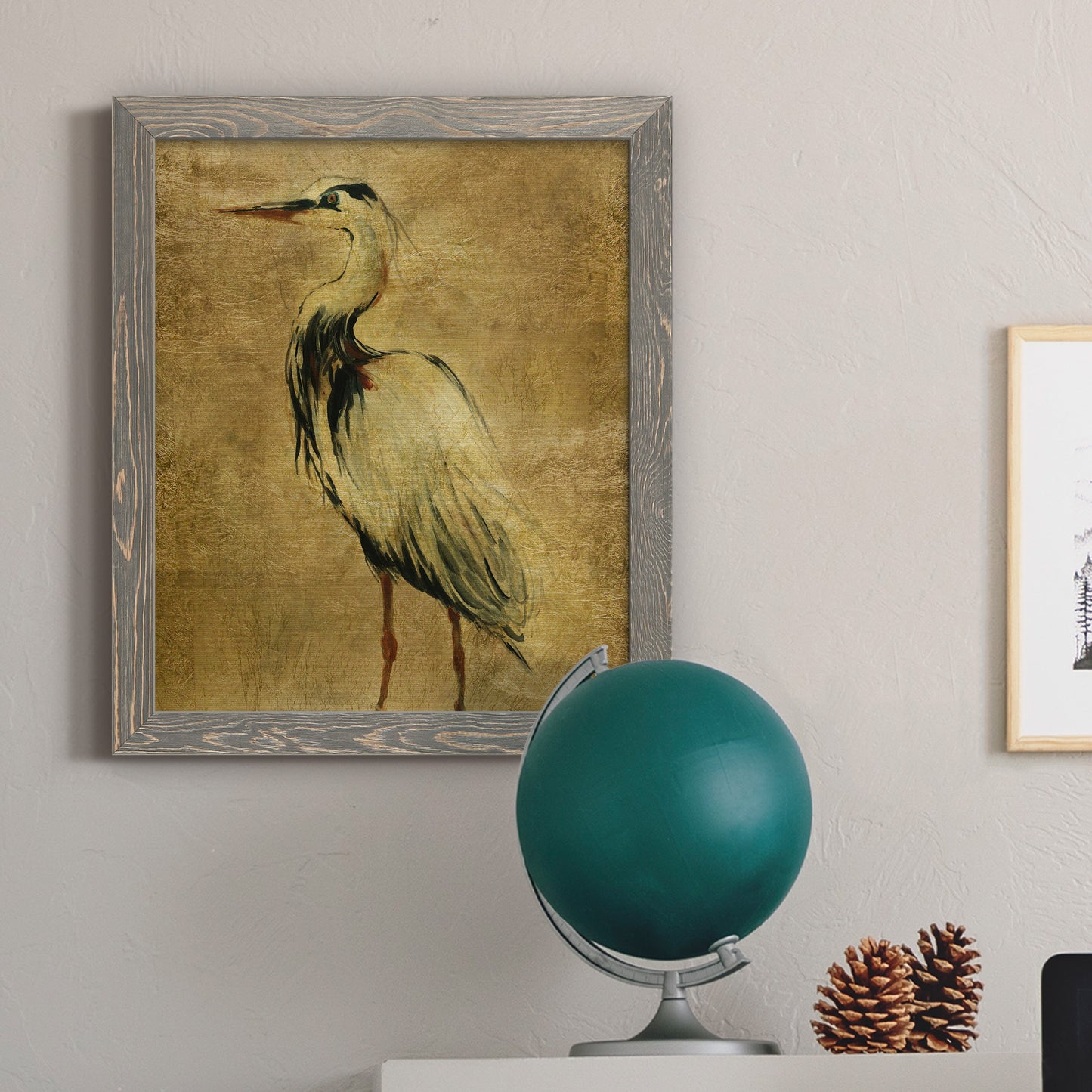 Gold Crane at Dusk II - Premium Canvas Framed in Barnwood - Ready to Hang