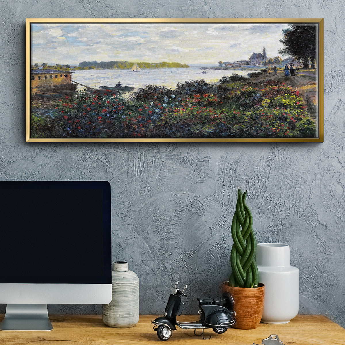 The Seine at Argenteuil, 1877 - Floater Framed Canvas Print
