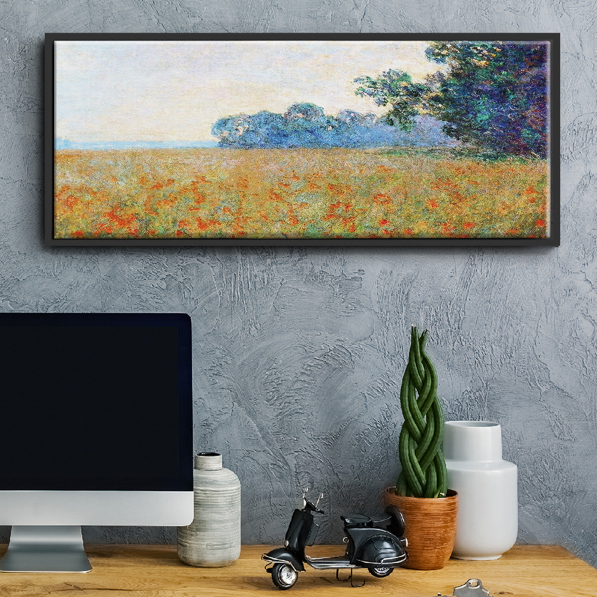 Oat and Poppy Field, 1890 - Floater Framed Canvas Print