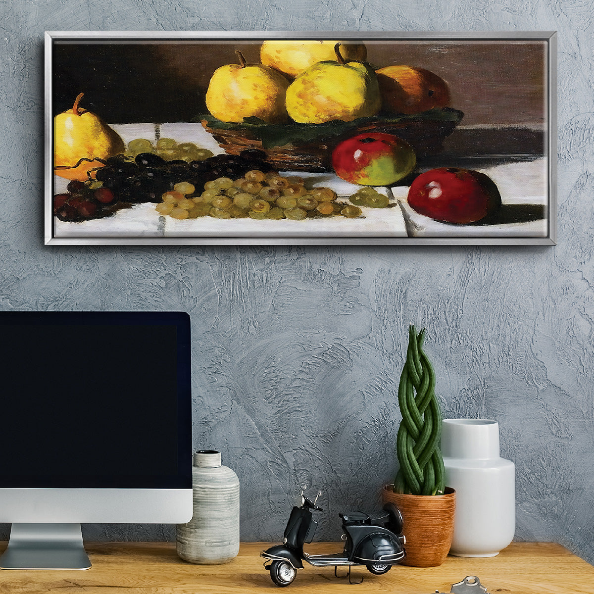 Still Life with Pears and Grapes, 1867 - Floater Framed Canvas Print