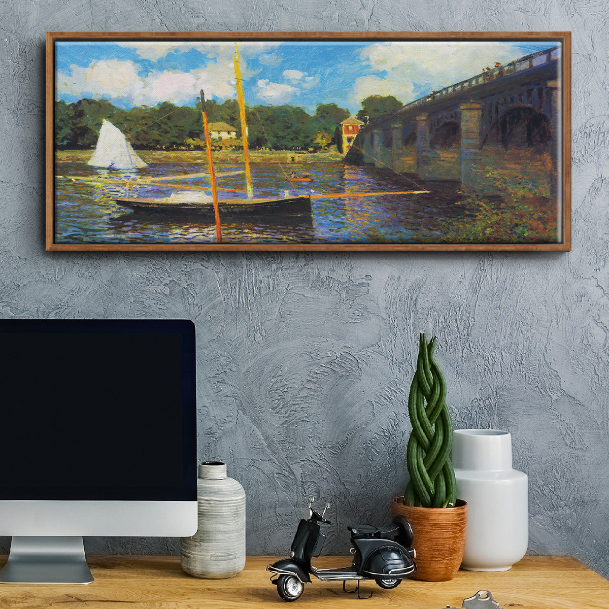The Road Bridge, Argenteuil - Floater Framed Canvas Print
