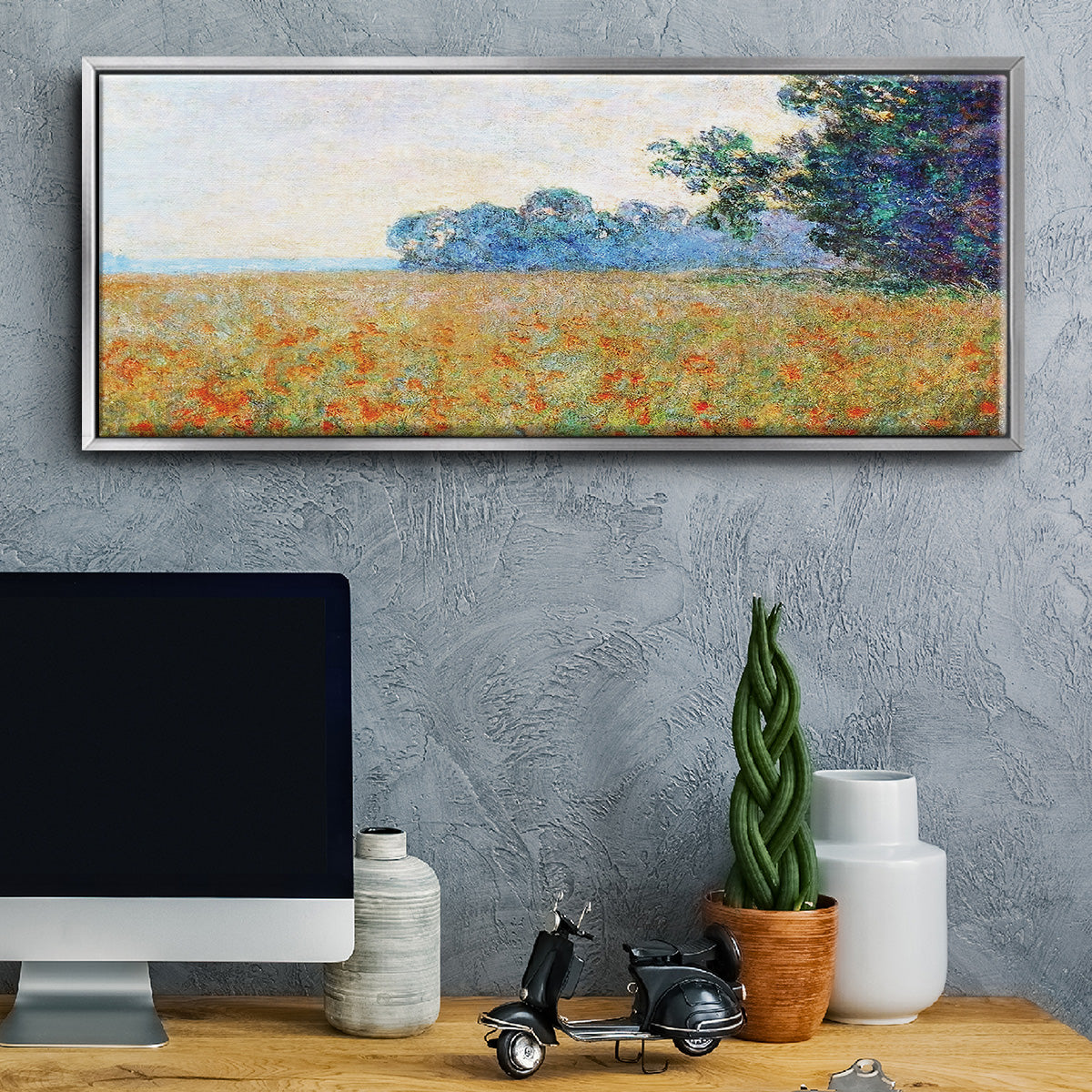 Oat and Poppy Field, 1890 - Floater Framed Canvas Print
