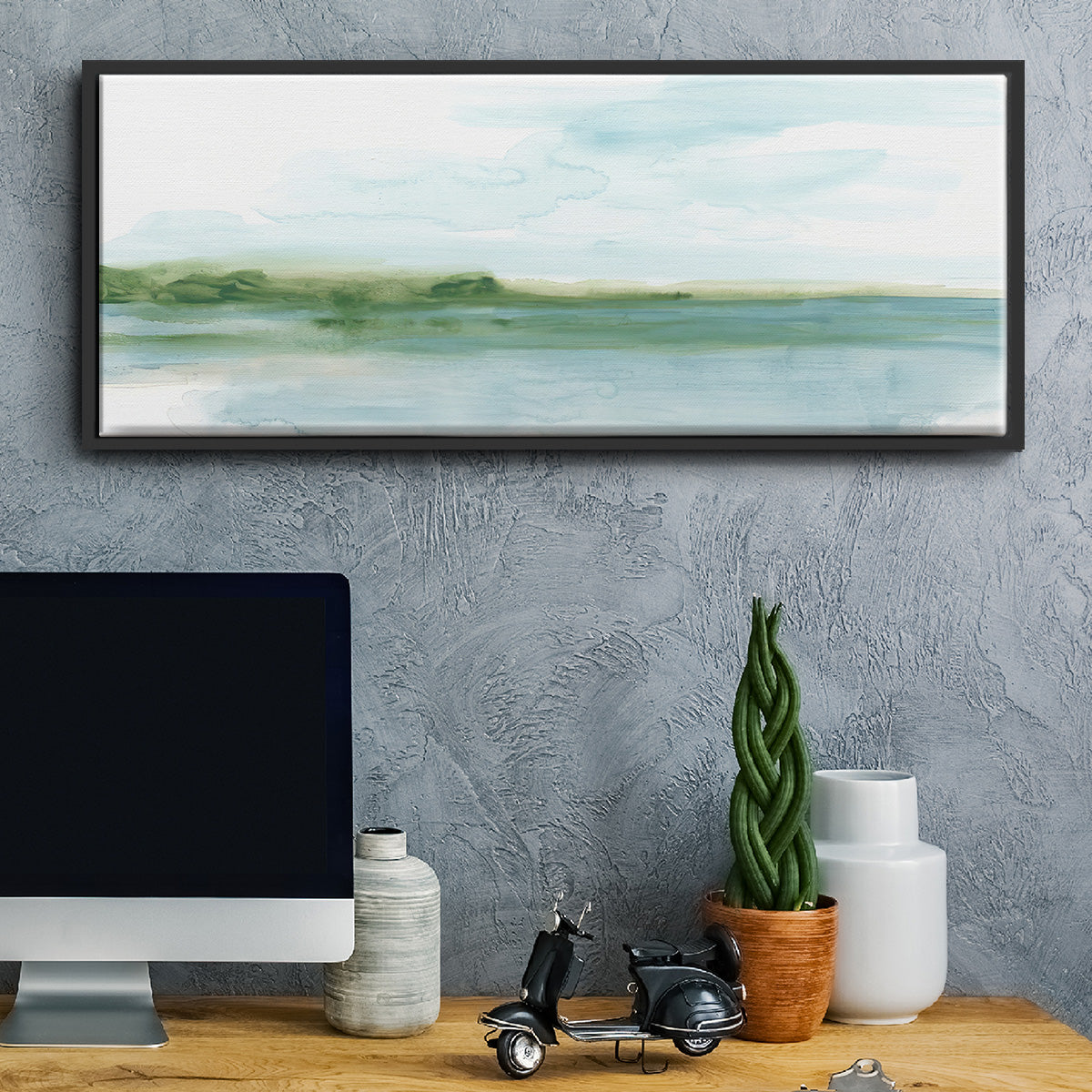 Green Ribbon Coast II - Floater Framed Canvas Print