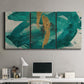 Three-panel canvas wall art featuring interconnected abstract flowing forms, displayed above a desk in a home office.