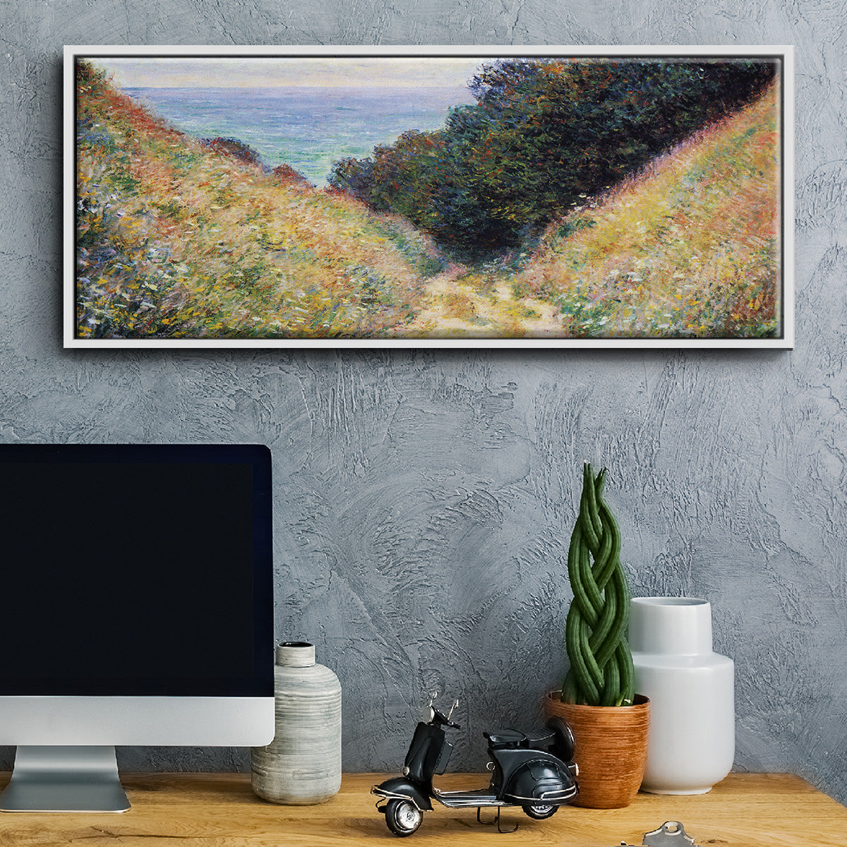The Path at La Cavée, Pourville - Floater Framed Canvas Print