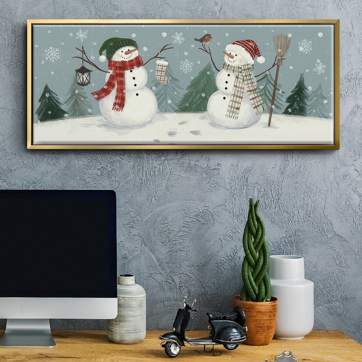 Snowmen VI - Floater Framed Canvas Print