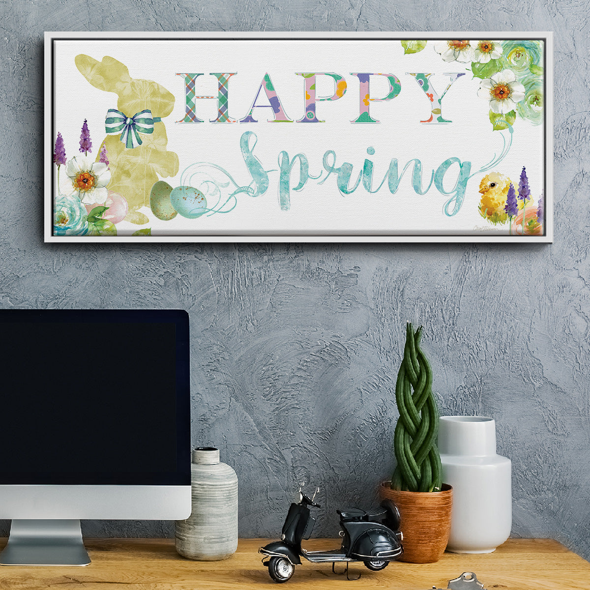 Happy Spring - Floater Framed Canvas Print