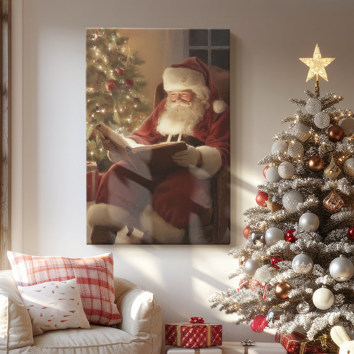 Warm Lantern Nativity at Night - Canvas Art Print