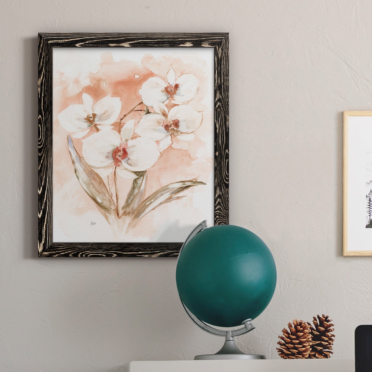 White and Coral Orchid I - Premium Canvas Framed in Barnwood - Ready to Hang