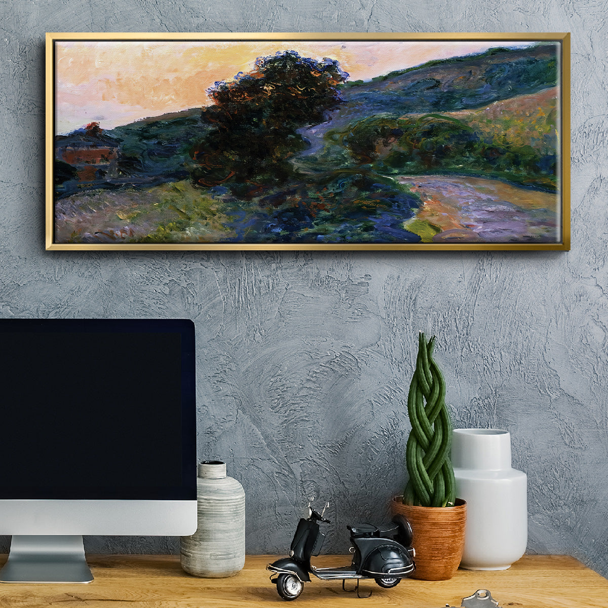 Sunset at Giverny, 1886 - Floater Framed Canvas Print