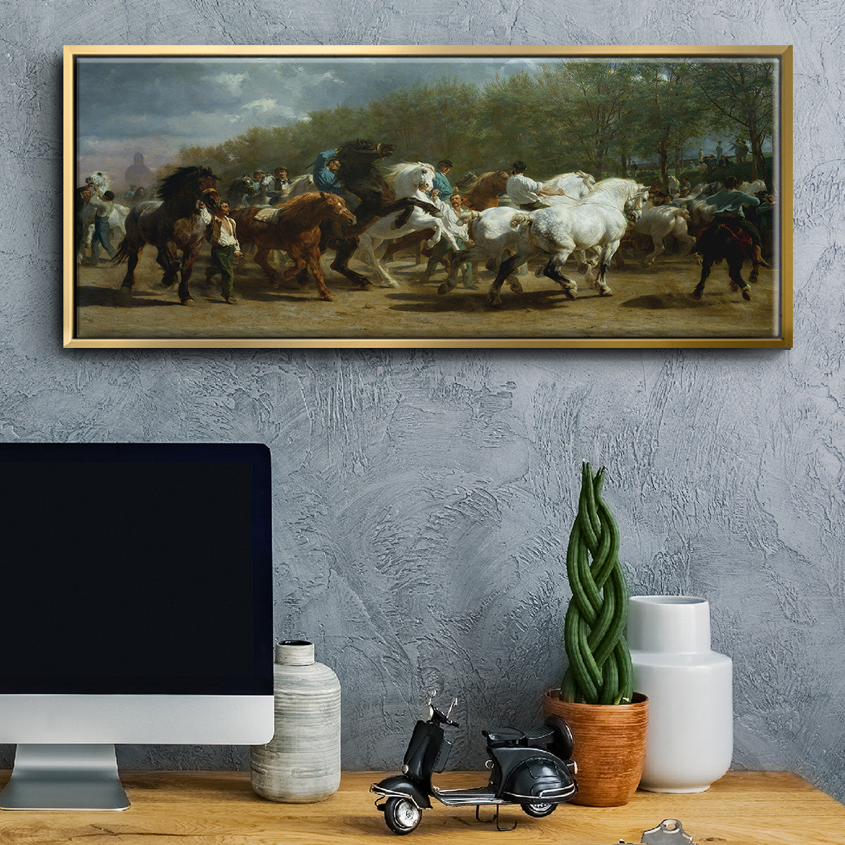 The Horse Fair - Floater Framed Canvas Print