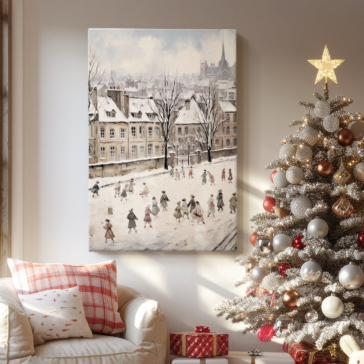Pearled Wreath at Midnight - Canvas Art Print