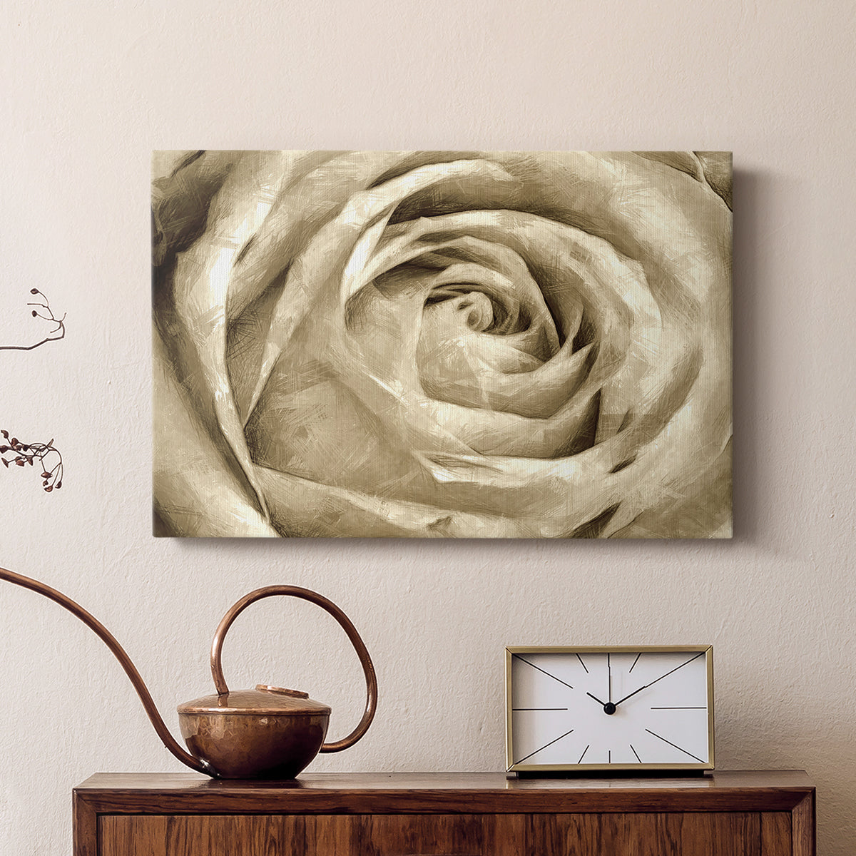Neutral Wall Flower IV - Canvas Art Print