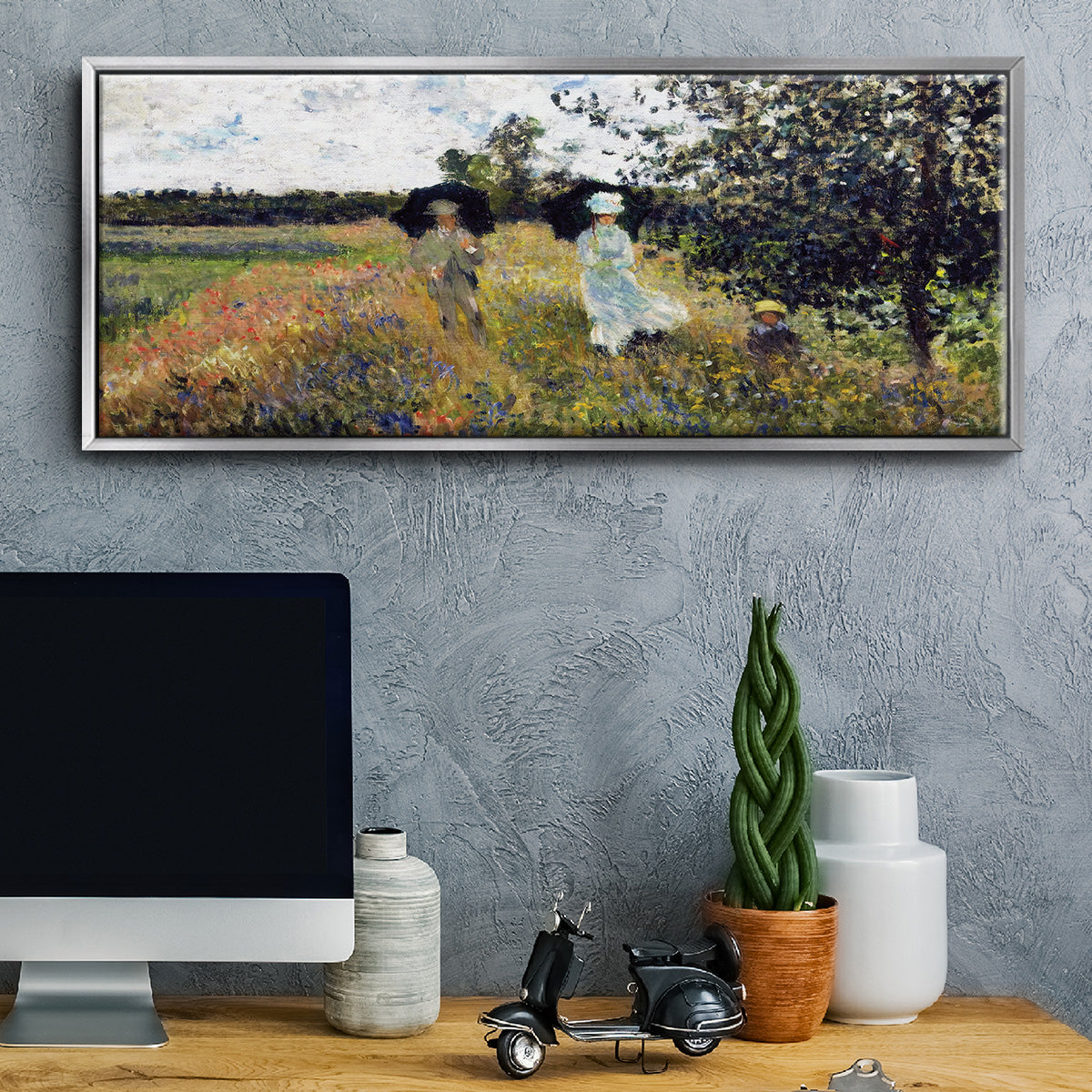 The Promenade Near Argenteuil, 1875 - Floater Framed Canvas Print
